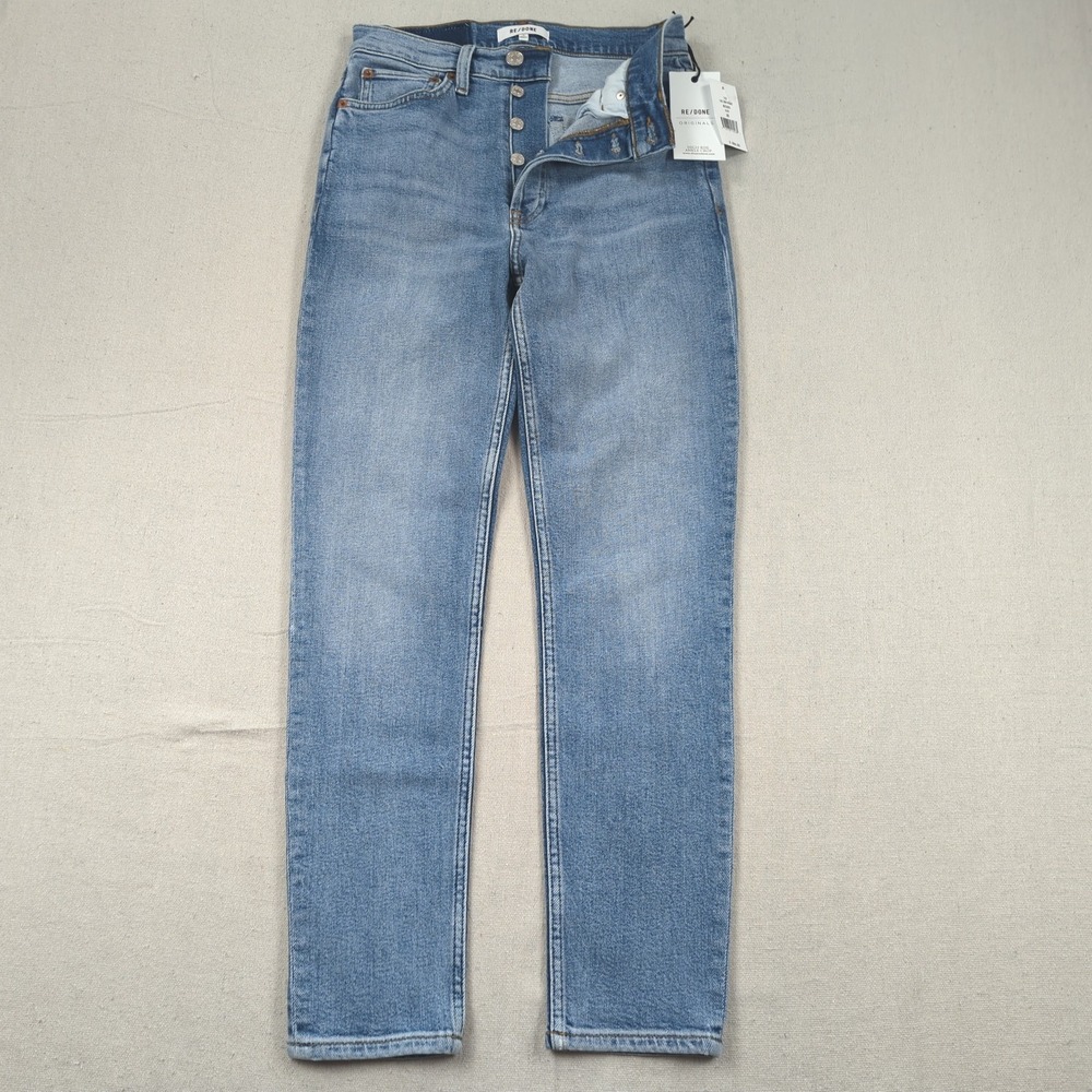 Re\Done Jeans Womens 26 Blue 90s High Rise Ankle Crop Button Fly
